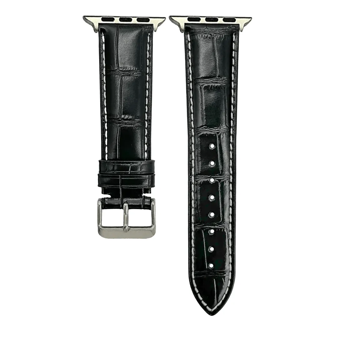 Apple Band - Leather Crocodile Grain - Black