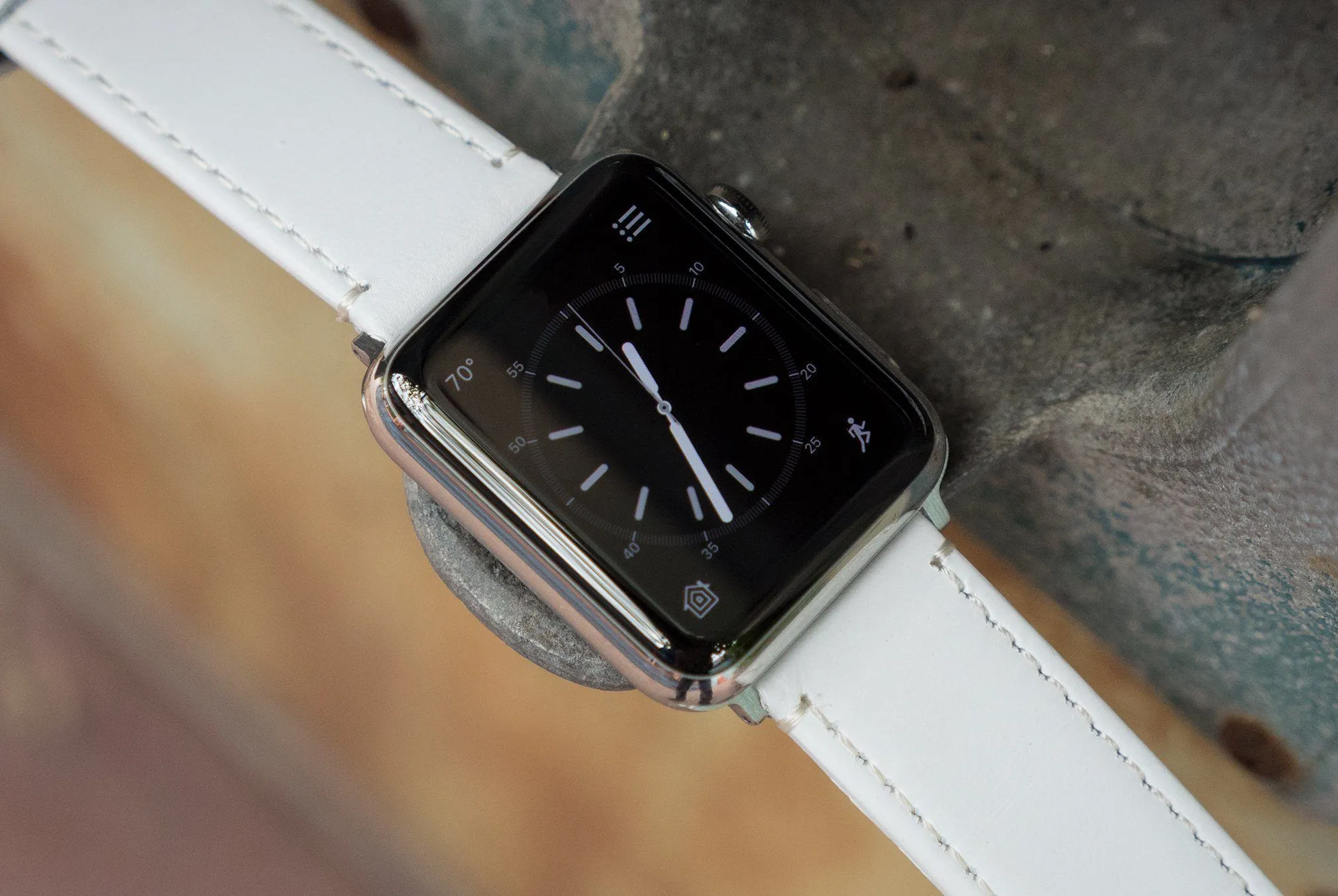 Apple Watch White Leather Stitching Watch Band