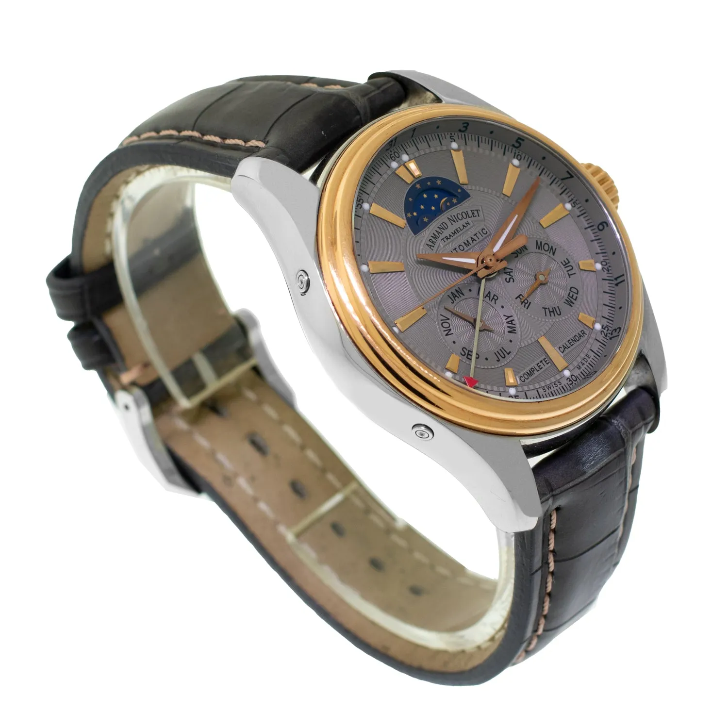 Armand Nicolet M02 Complete Calendar 43mm Stainless Steel and Rose Gold Grey Dial 8642B-GR