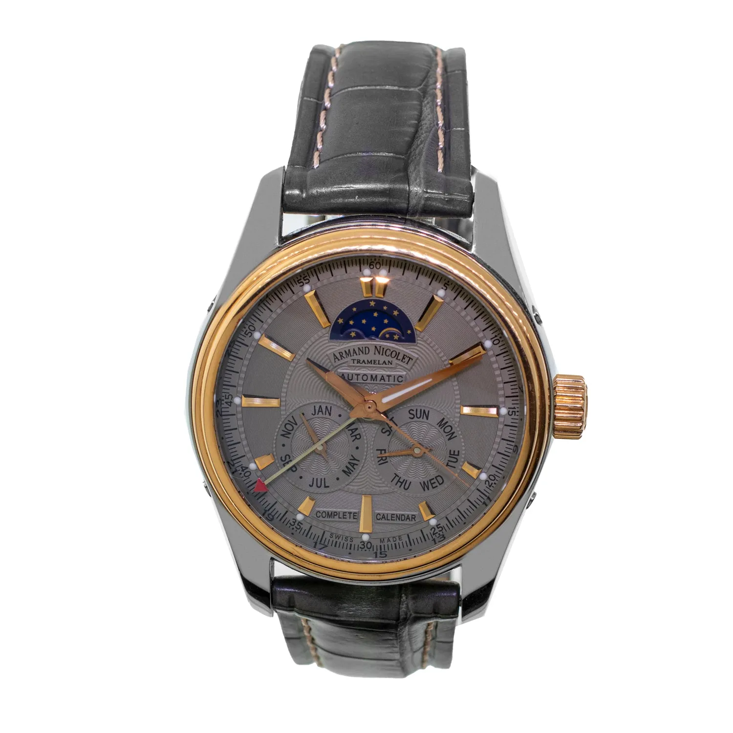 Armand Nicolet M02 Complete Calendar 43mm Stainless Steel and Rose Gold Grey Dial 8642B-GR