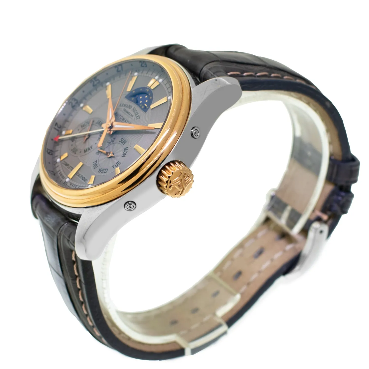 Armand Nicolet M02 Complete Calendar 43mm Stainless Steel and Rose Gold Grey Dial 8642B-GR