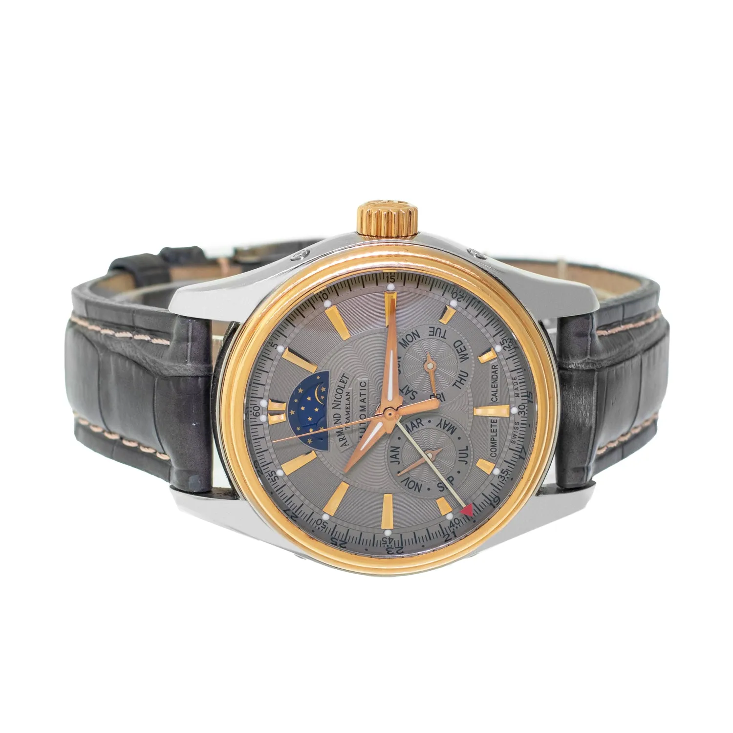Armand Nicolet M02 Complete Calendar 43mm Stainless Steel and Rose Gold Grey Dial 8642B-GR