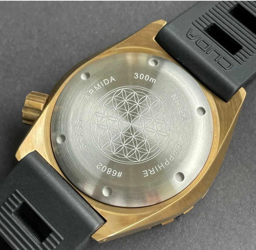 ARMIDA A1 42mm 300m Brass Dive Watch Black date