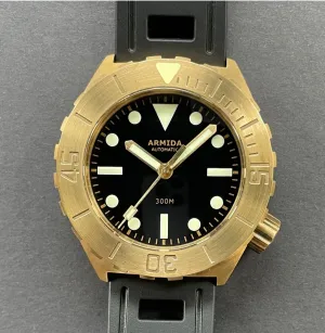 ARMIDA A1 42mm 300m Brass Dive Watch Black no date