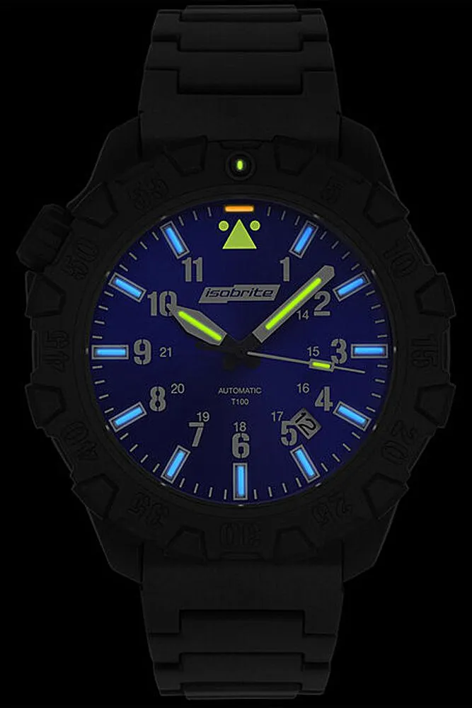Armourlite IsoBright Squadron T100 Tritium Automatic Watch, Blue Dial, Polyurethane Bracelet ISO1102-PU