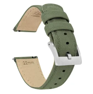 Army Green Sailcloth Quick Release Watch Band (19mm SALE)