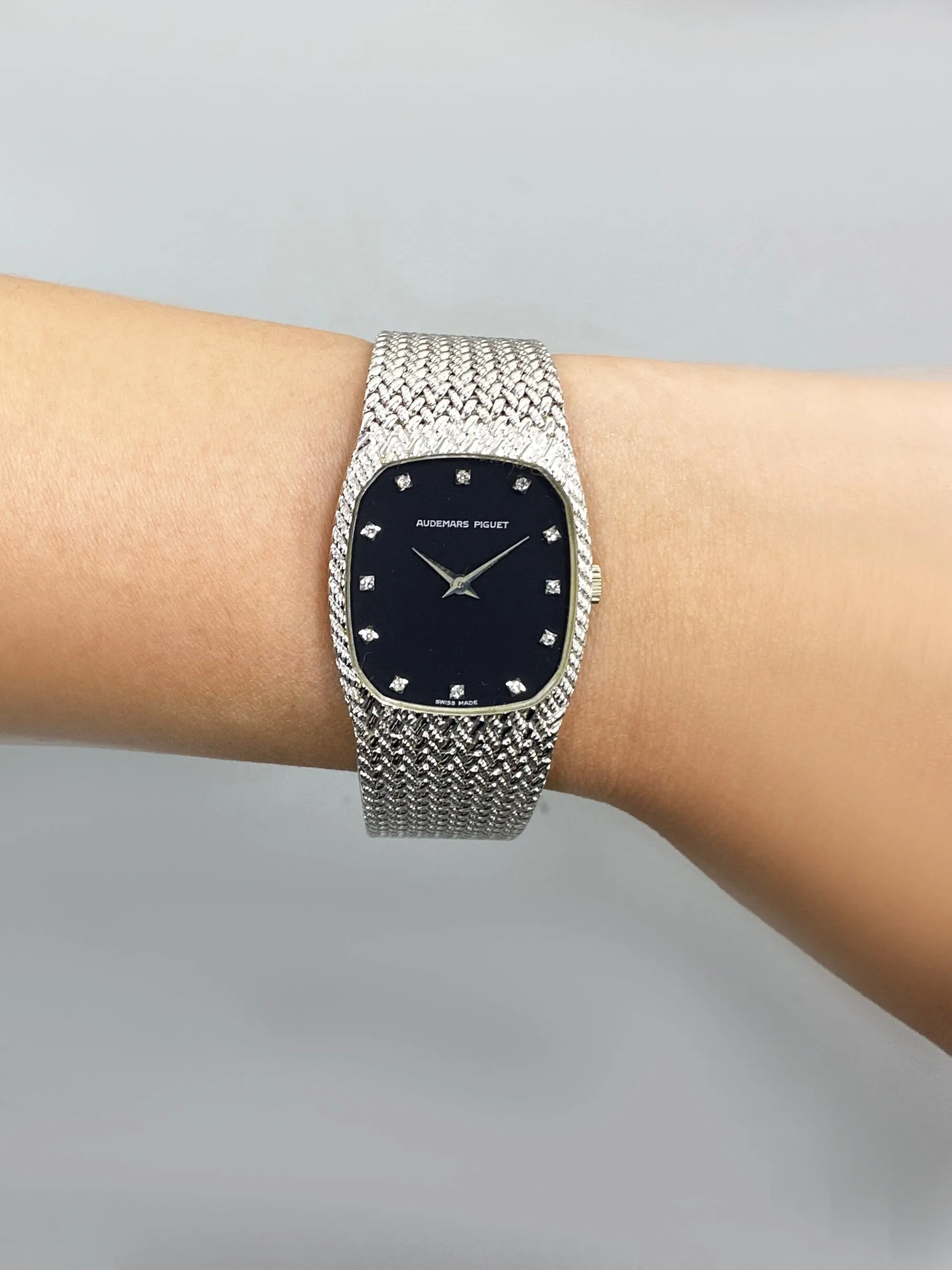 Audemars Piguet 4126 Diamond Black Dial 18K White Gold Ladies Watch
