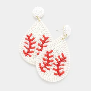 Baseball Seed Bead & Sequins Earrings