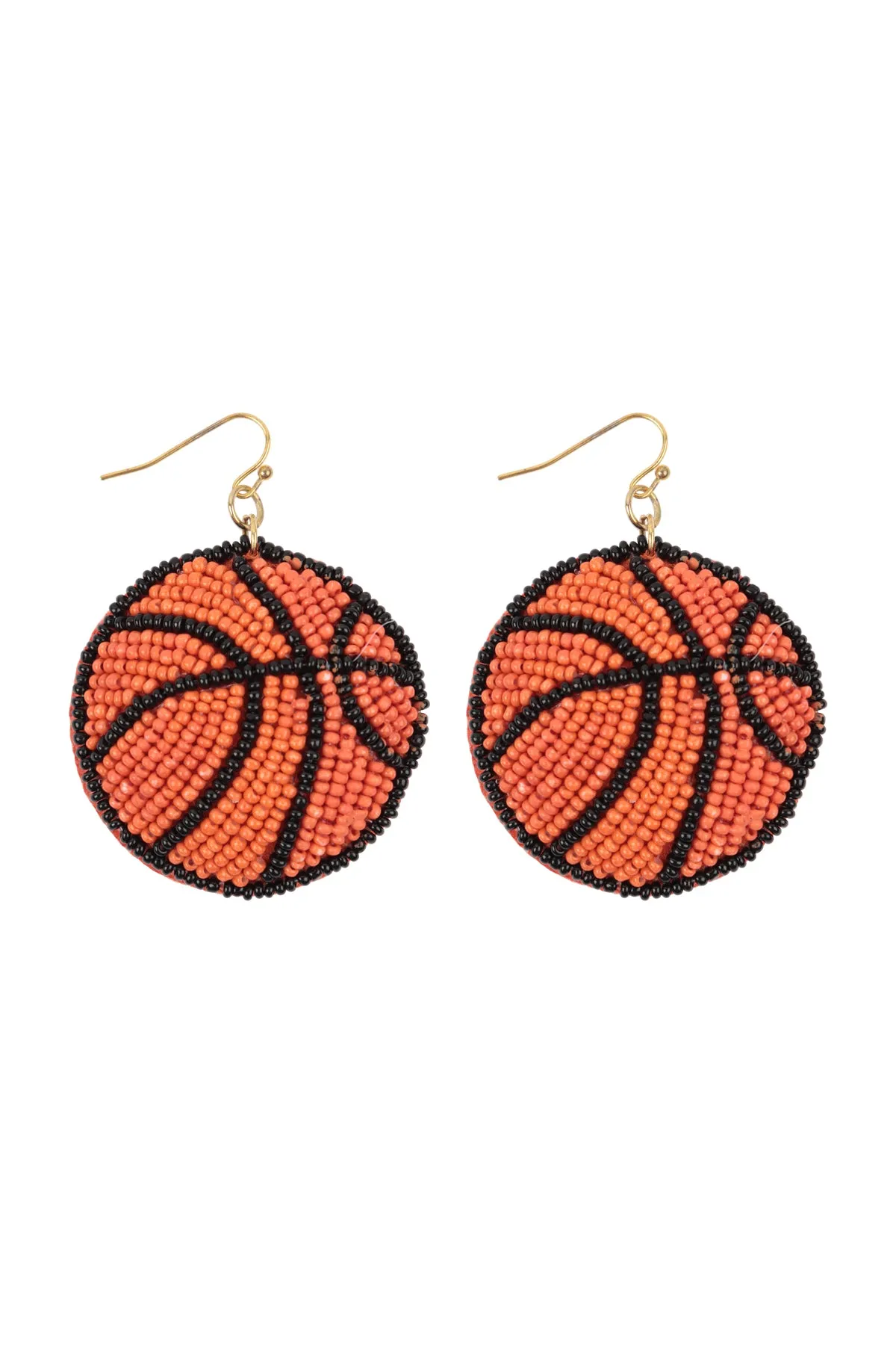 BASKETBALL SEED BEADS FISH HOOK EARRINGS