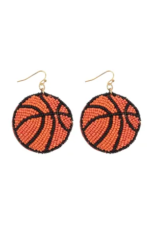 BASKETBALL SEED BEADS FISH HOOK EARRINGS