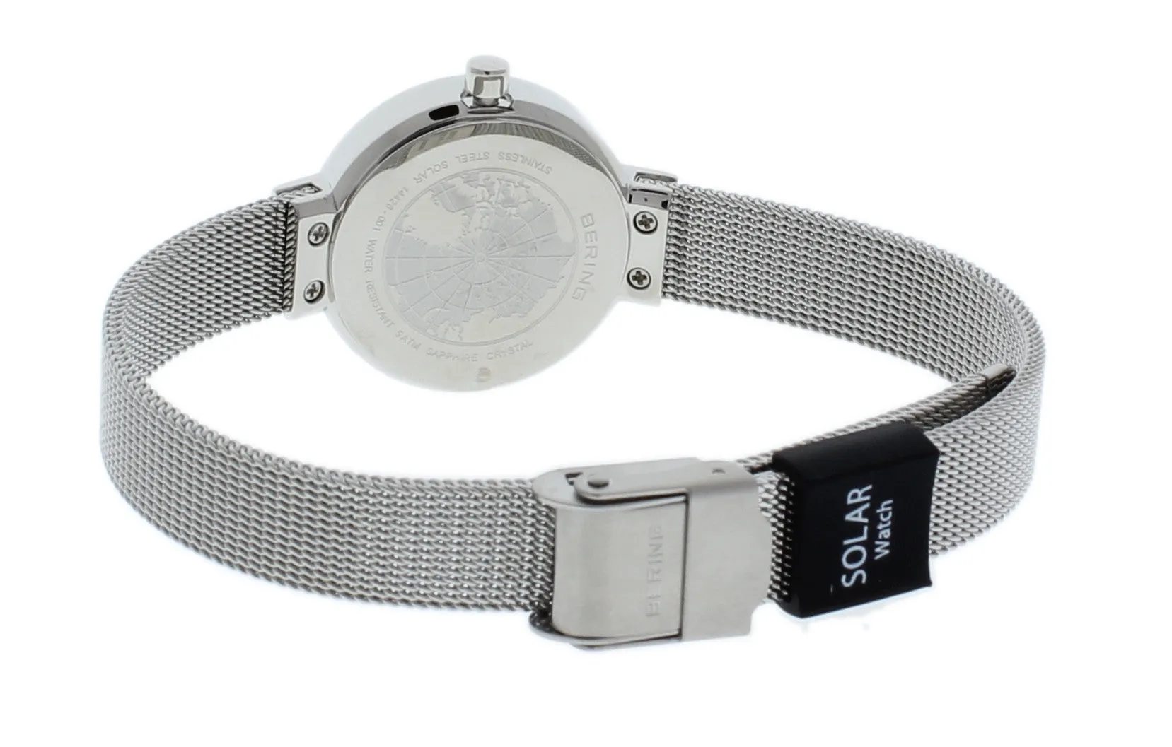 BERING 14426-001 Women's Watch Solar White Dial Mesh Band Gold-Tone Hands