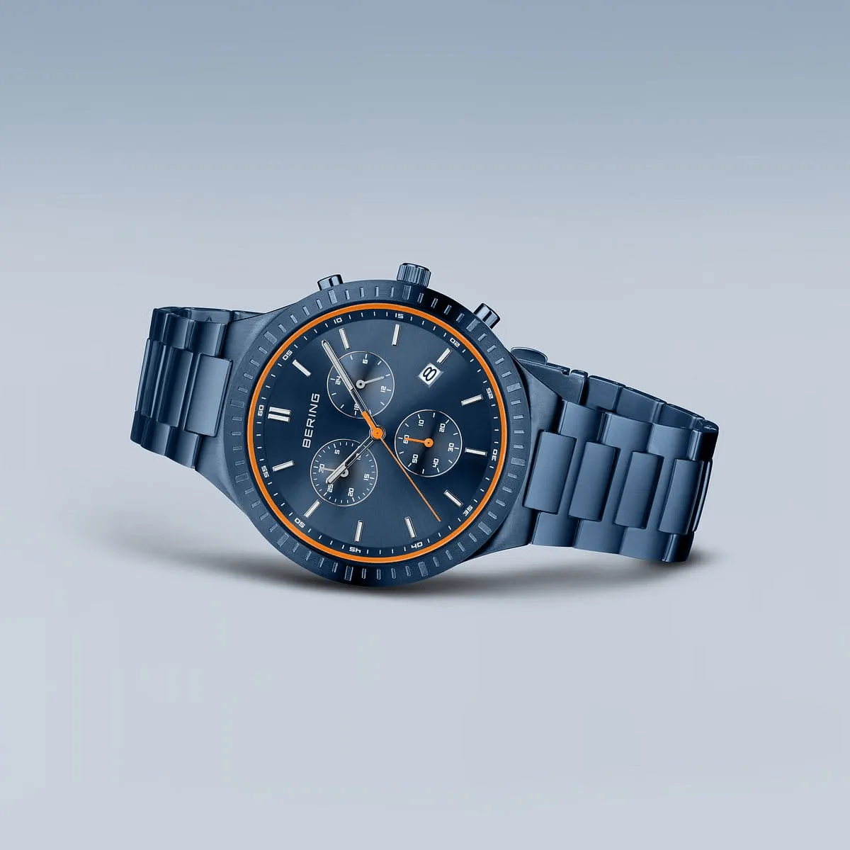 BERING Titan Chrono 43mm Brushed Blue Steel Men's 11743-797