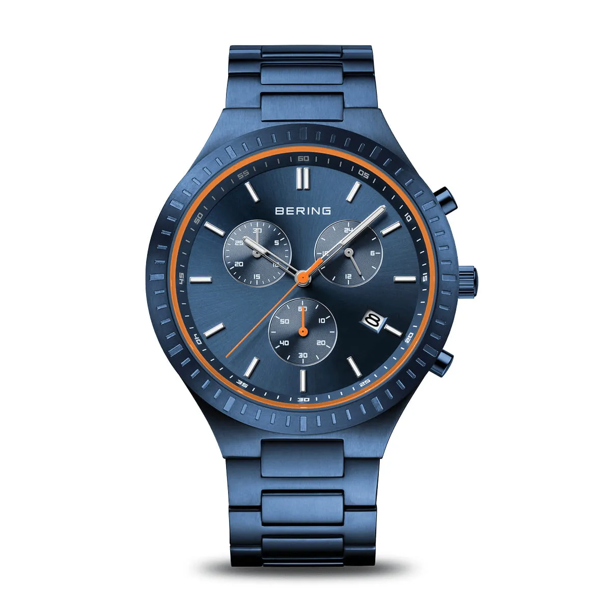 BERING Titan Chrono 43mm Brushed Blue Steel Men's 11743-797