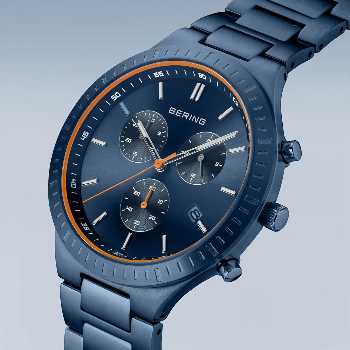 BERING Titan Chrono 43mm Brushed Blue Steel Men's 11743-797