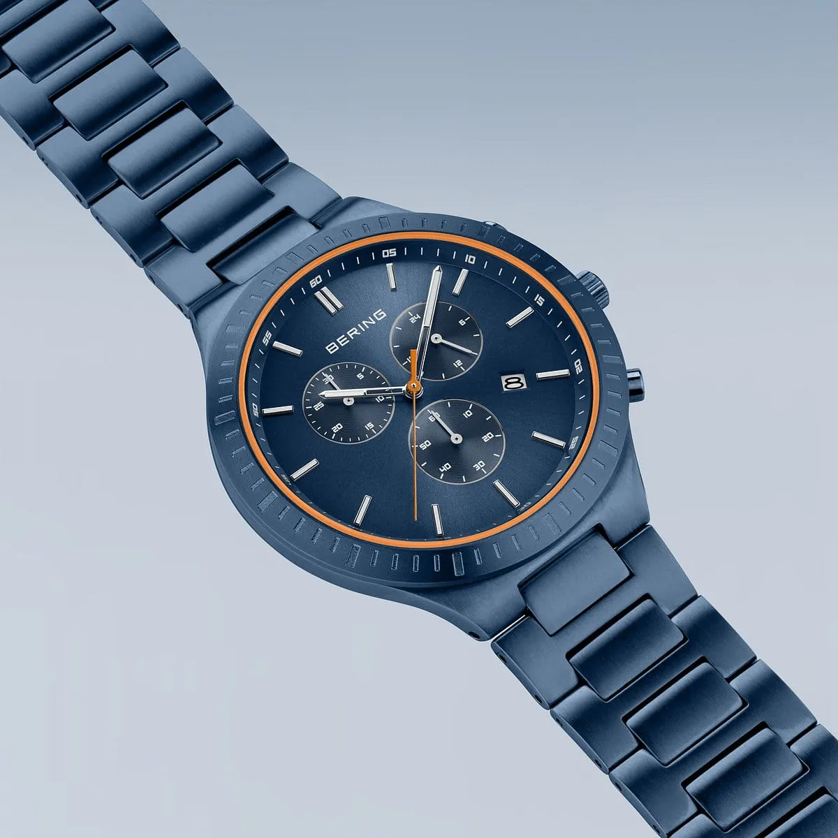 BERING Titan Chrono 43mm Brushed Blue Steel Men's 11743-797