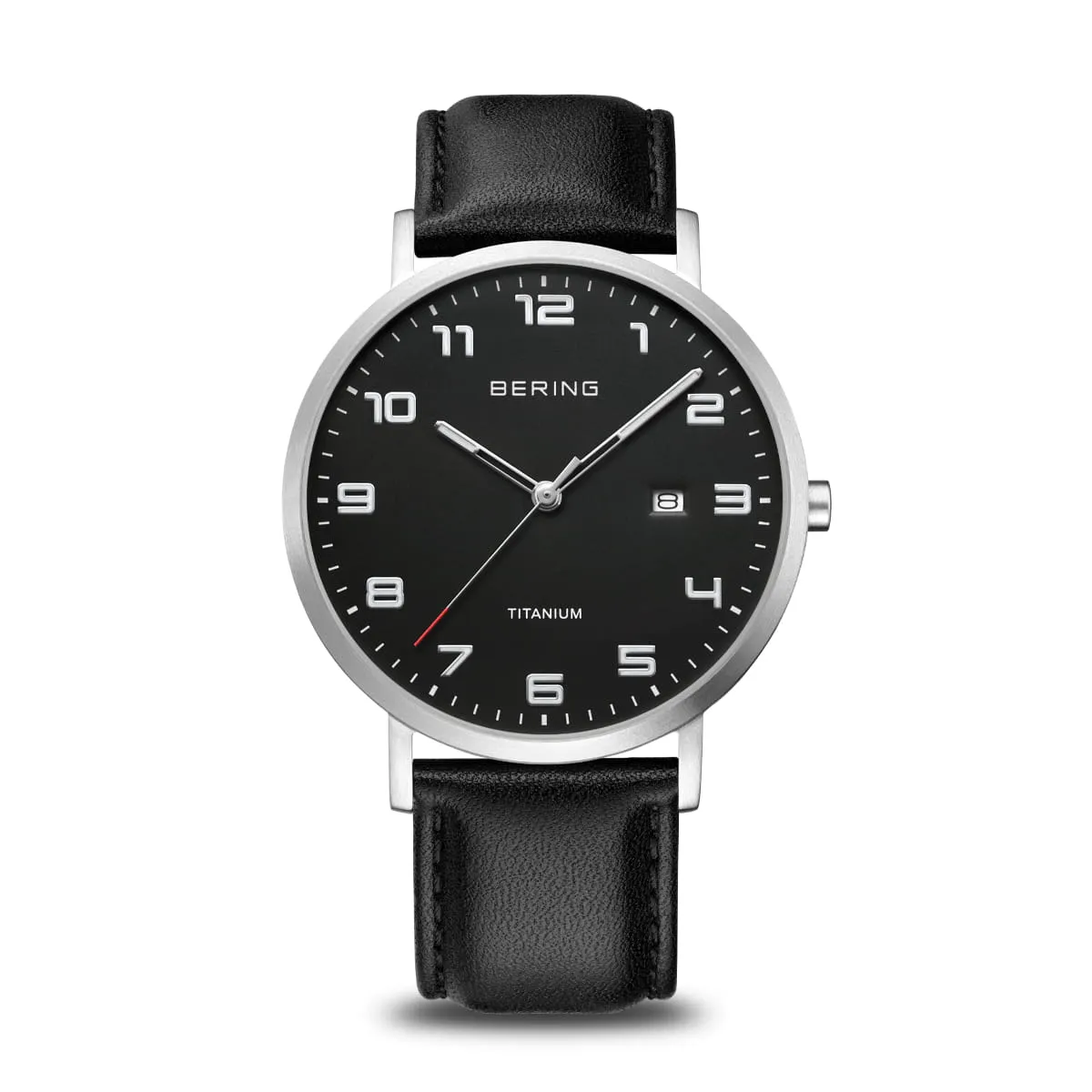 BERING Titanium Brushed Silver 40mm Black Strap Men's Watch 18640-402