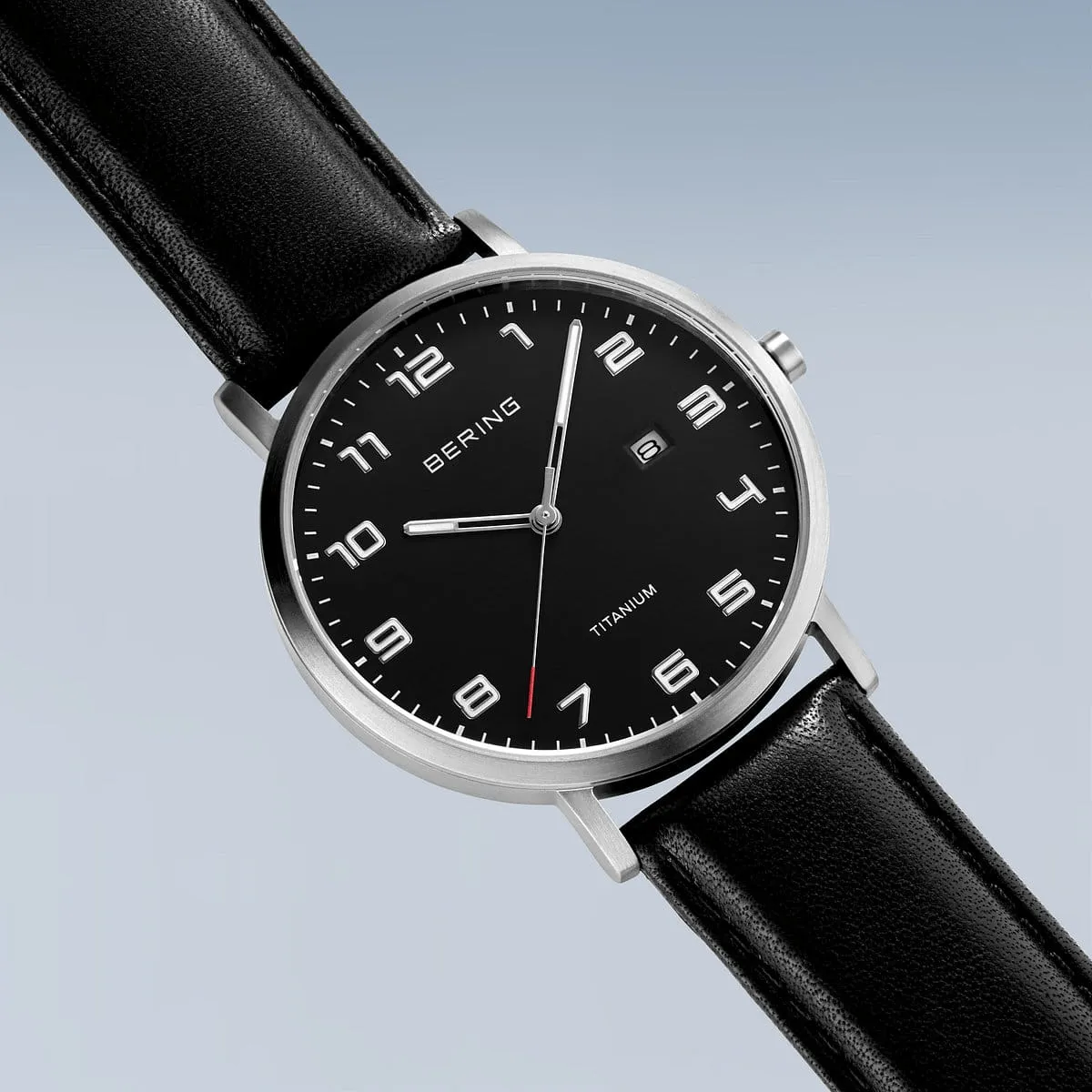 BERING Titanium Brushed Silver 40mm Black Strap Men's Watch 18640-402
