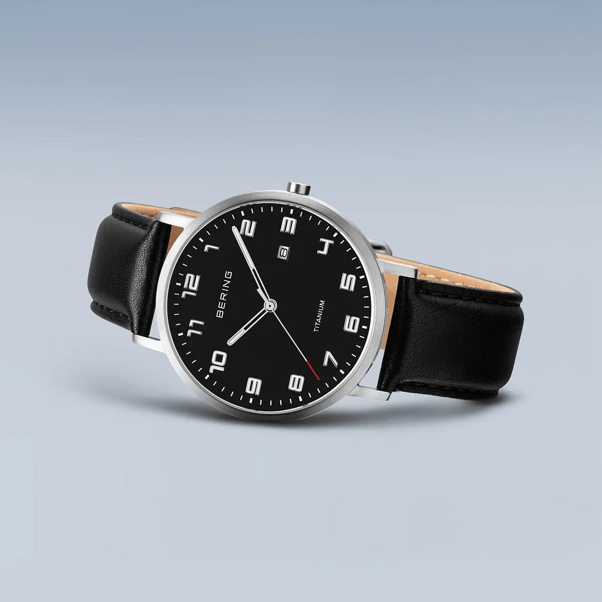 BERING Titanium Brushed Silver 40mm Black Strap Men's Watch 18640-402