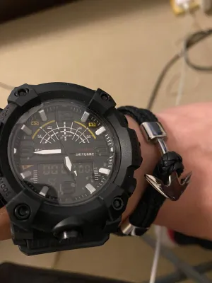 Big Digital Sports watch with stopwatch, Alarm,  Full date function 60mm and Anchor style bracelet set