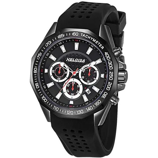 Black Rubber with Black Dial Sport Chronos Watch  For Men - Heloisa 76120291