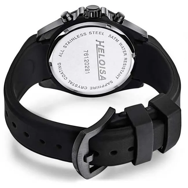 Black Rubber with Black Dial Sport Chronos Watch  For Men - Heloisa 76120291