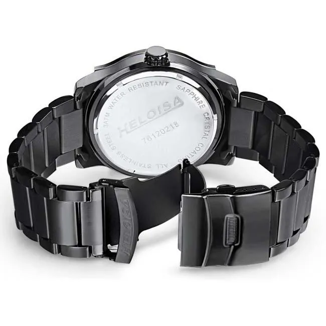 Black Stainless Steel with Black Dial Chronos Watch  For Men - Heloisa 76120218