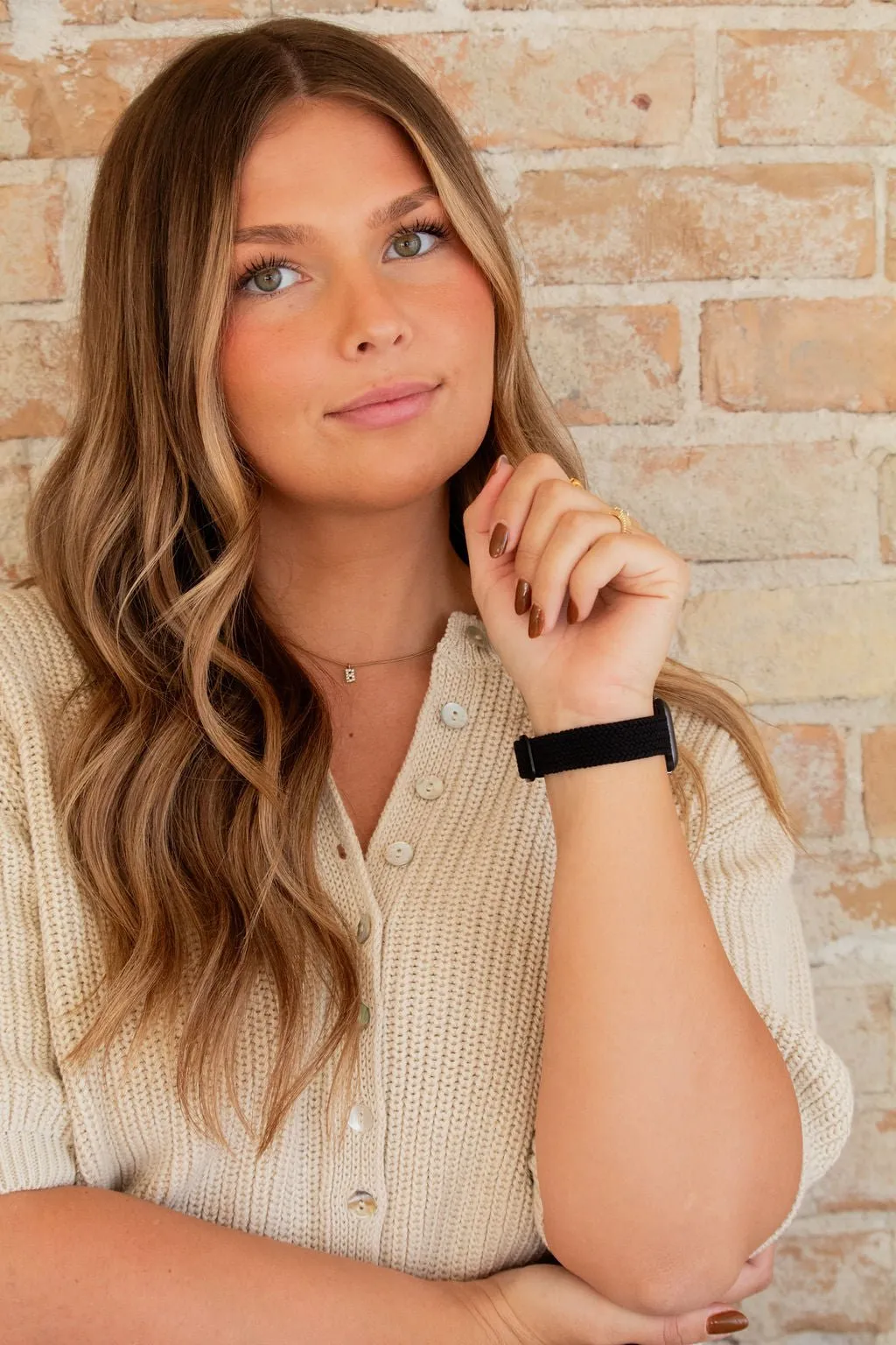 Black Thin Weaved Adjustable Elastic Watch Band