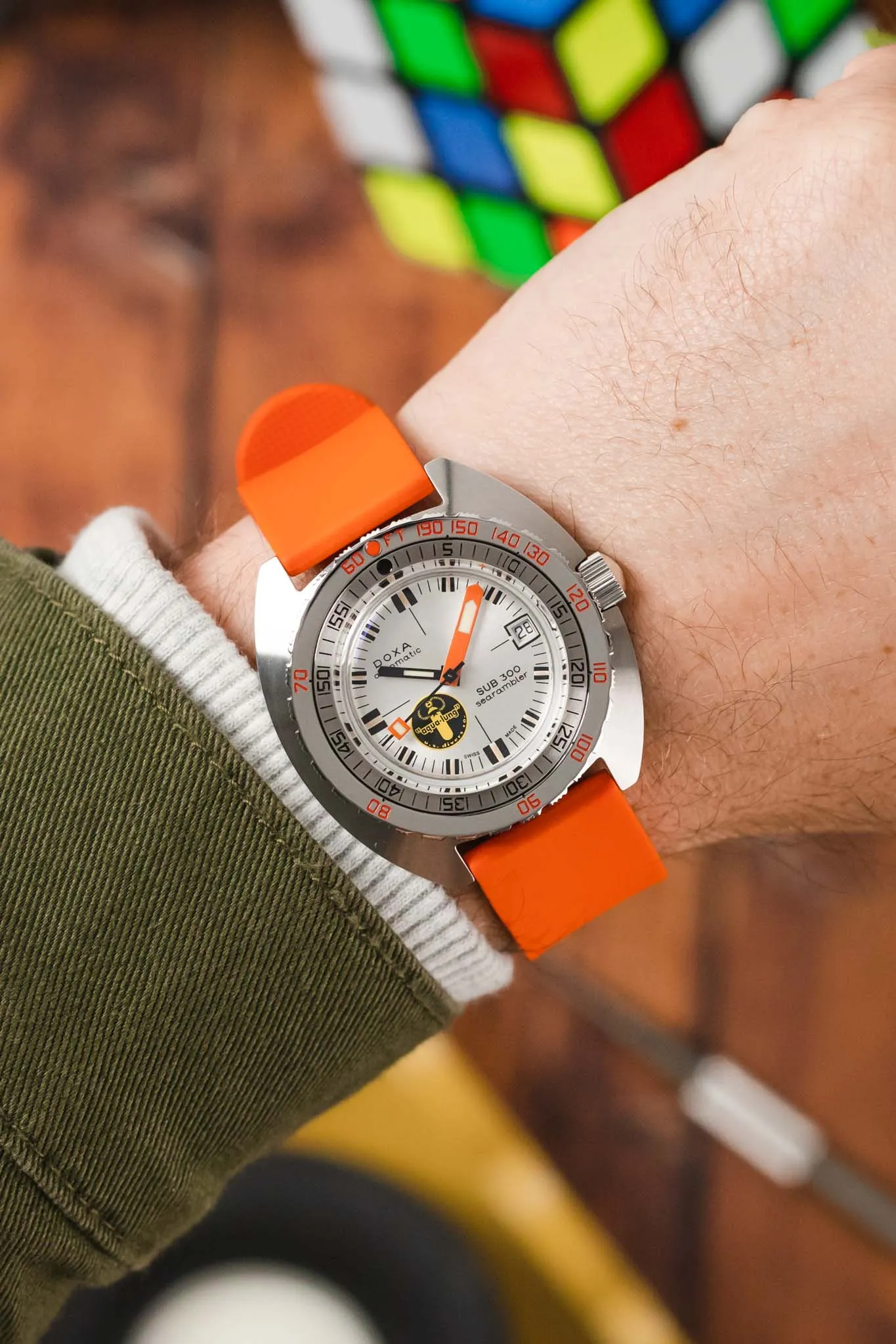 Bonetto Cinturini 270 Self-Punch Rubber Watch Strap in ORANGE
