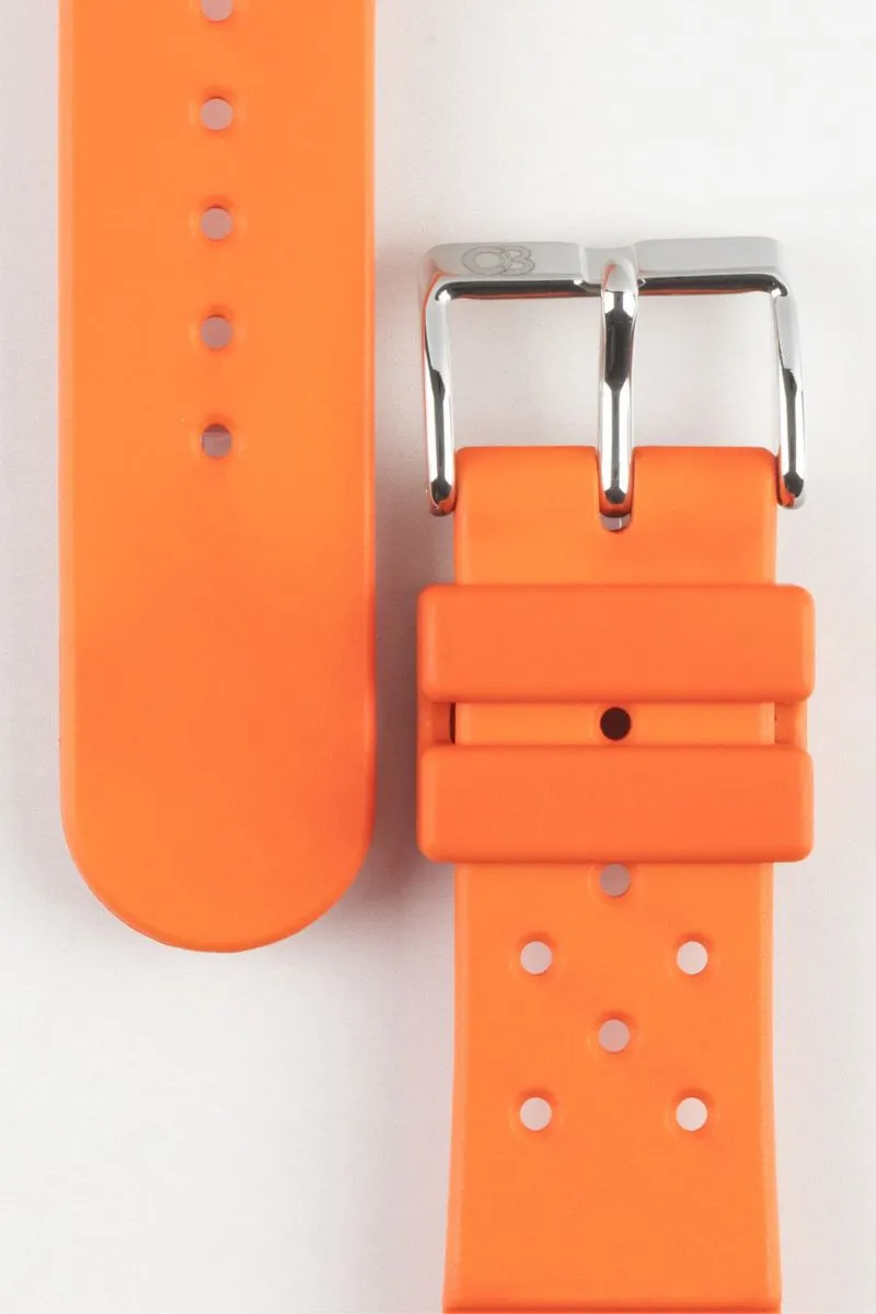 Bonetto Cinturini 284 Premium Rubber Sports Watch Strap in FADED ORANGE