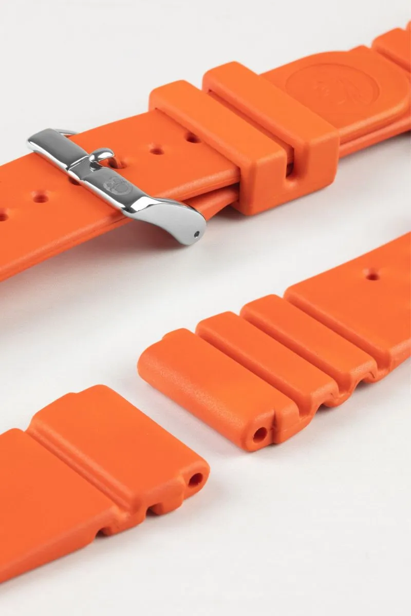 Bonetto Cinturini 284 Premium Rubber Sports Watch Strap in FADED ORANGE