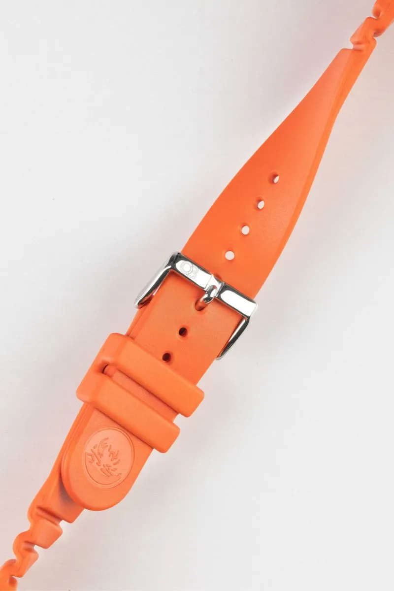 Bonetto Cinturini 284 Premium Rubber Sports Watch Strap in FADED ORANGE