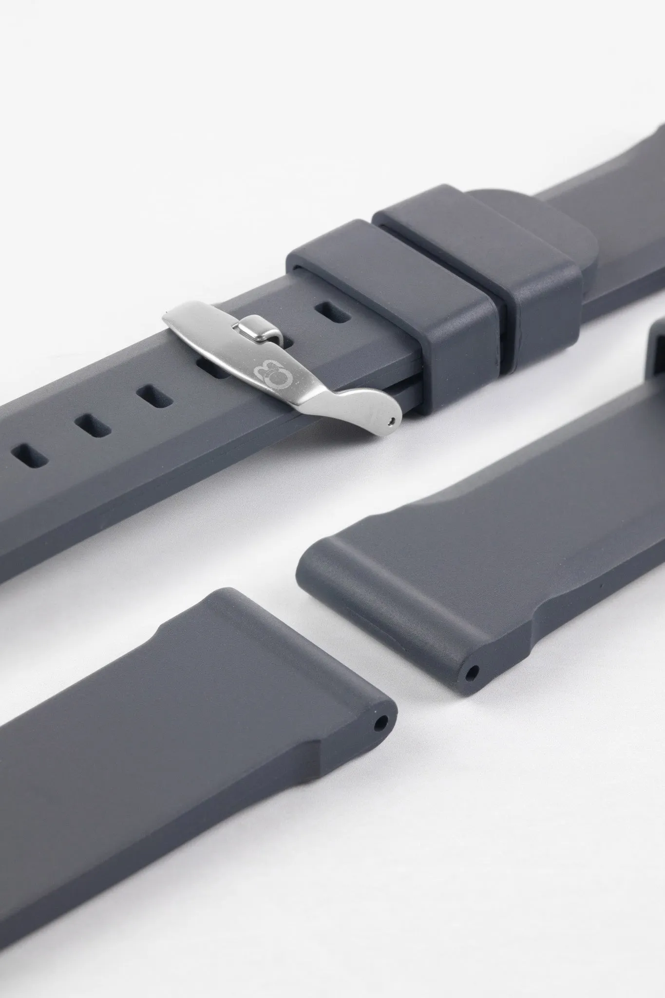 Bonetto Cinturini 317 Premium Rubber Watch Strap in DARK GREY