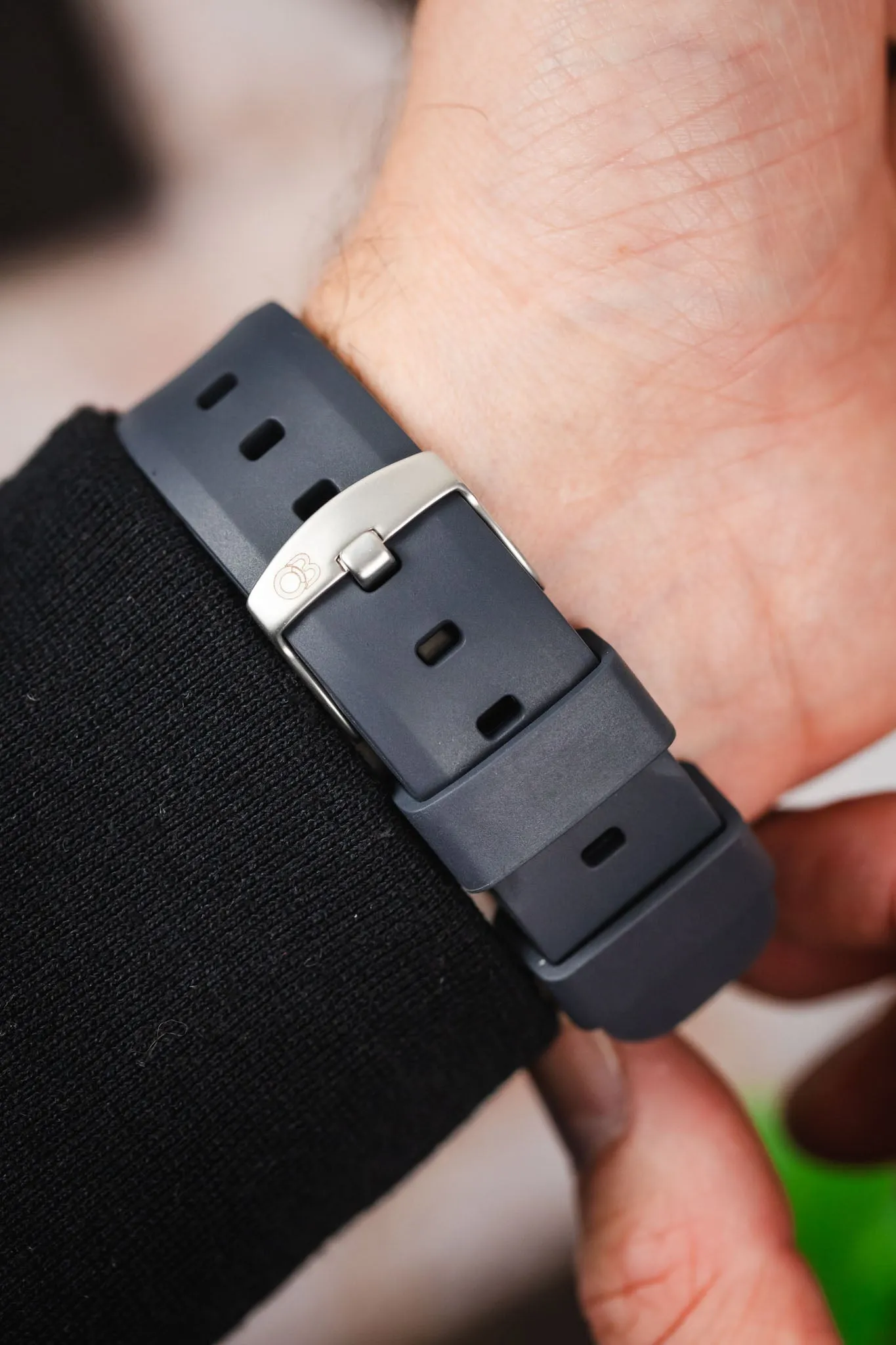 Bonetto Cinturini 317 Premium Rubber Watch Strap in DARK GREY