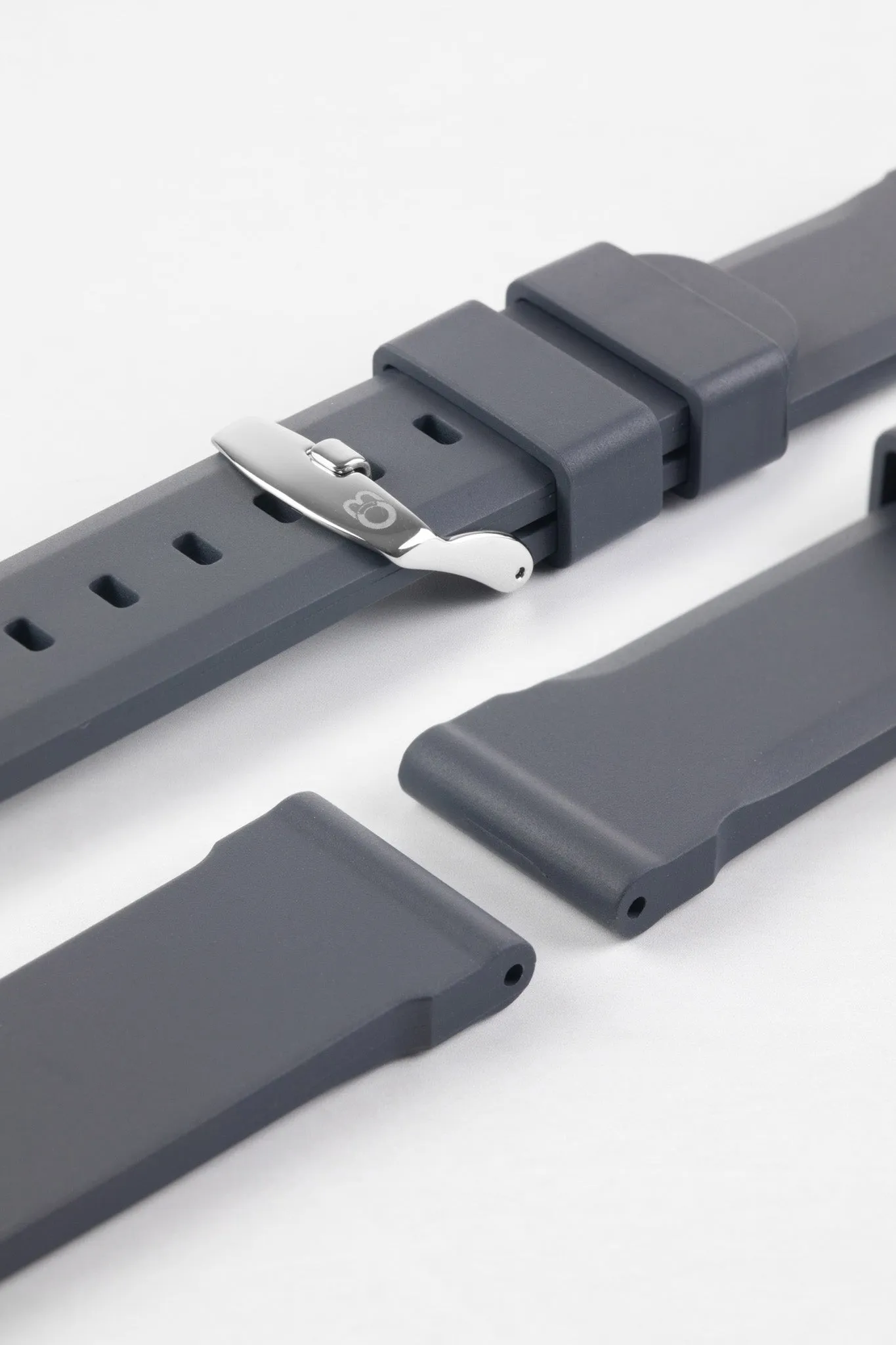 Bonetto Cinturini 317 Premium Rubber Watch Strap in DARK GREY