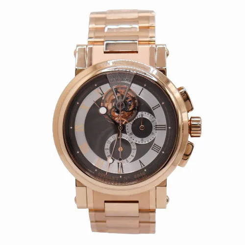 Breguet Men's Marine II Tourbillon Rose Gold 42mm Grey Chronograph Tourbillon Dial Watch Ref# 5837BR/92/RM0