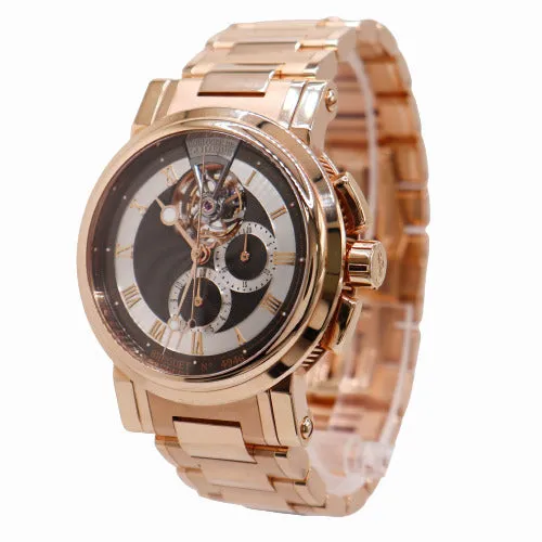 Breguet Men's Marine II Tourbillon Rose Gold 42mm Grey Chronograph Tourbillon Dial Watch Ref# 5837BR/92/RM0