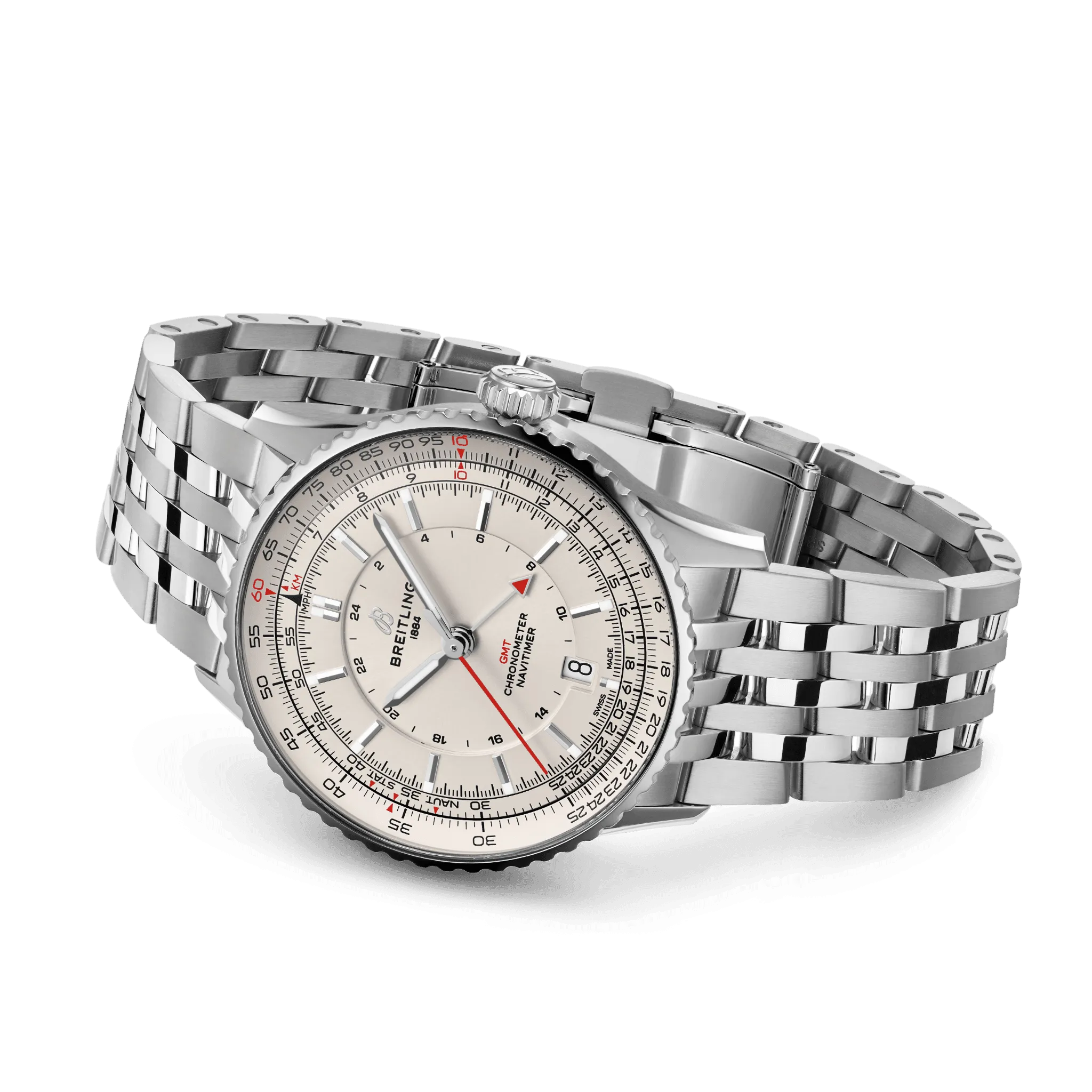 Breitling Navitimer Automatic GMT 41 Watch with Ivory Dial