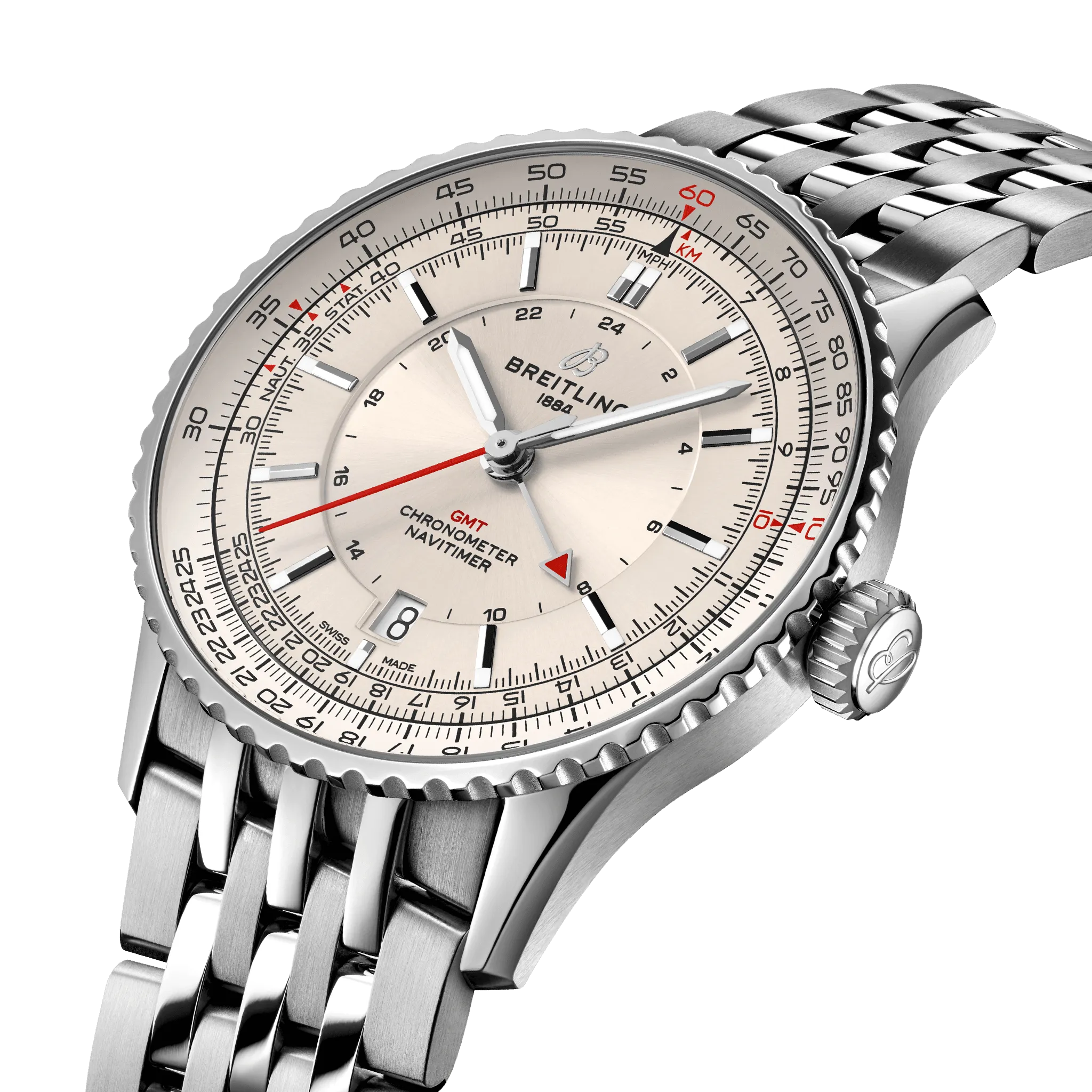 Breitling Navitimer Automatic GMT 41 Watch with Ivory Dial