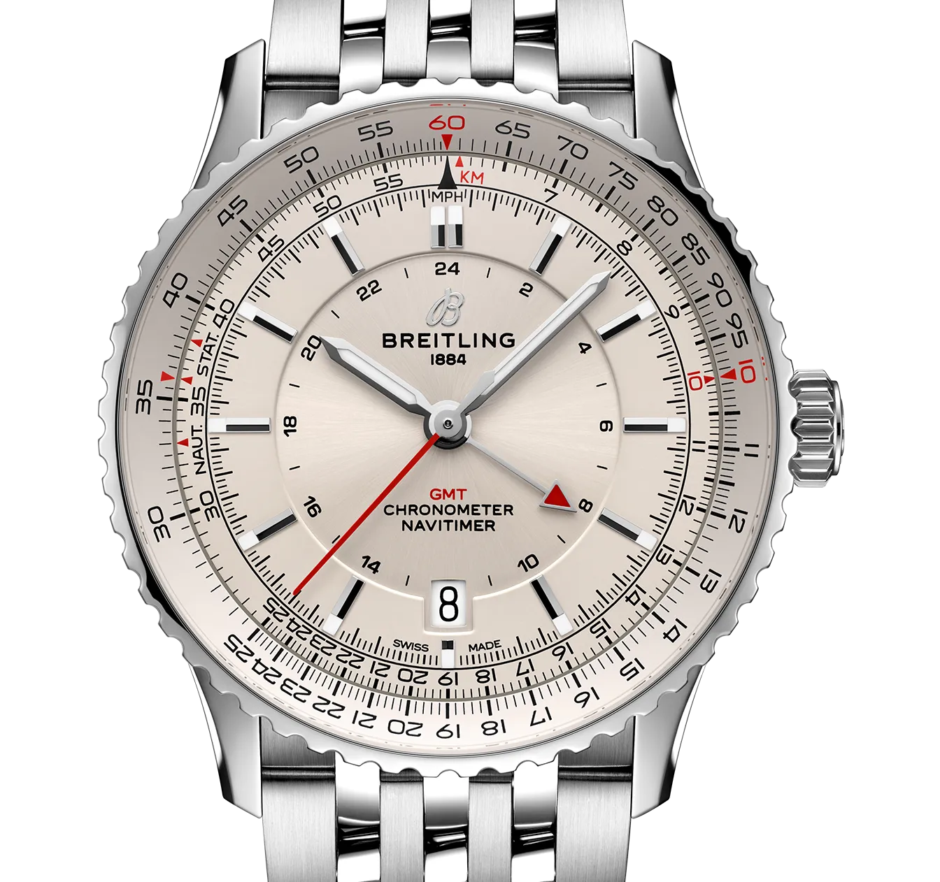 Breitling Navitimer Automatic GMT 41 Watch with Ivory Dial