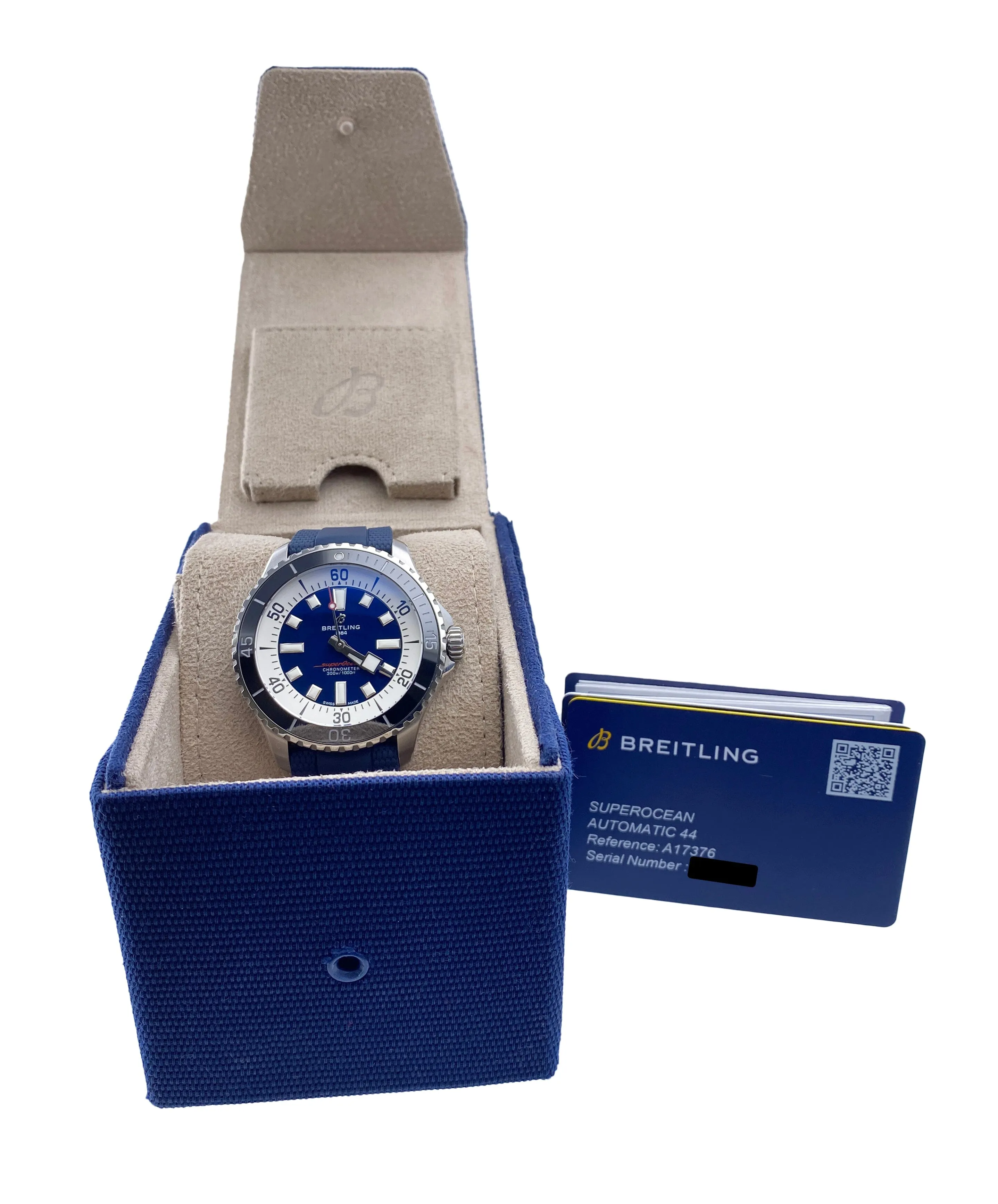 Breitling Superocean A17376 Blue Dial Mens Watch Box Papers