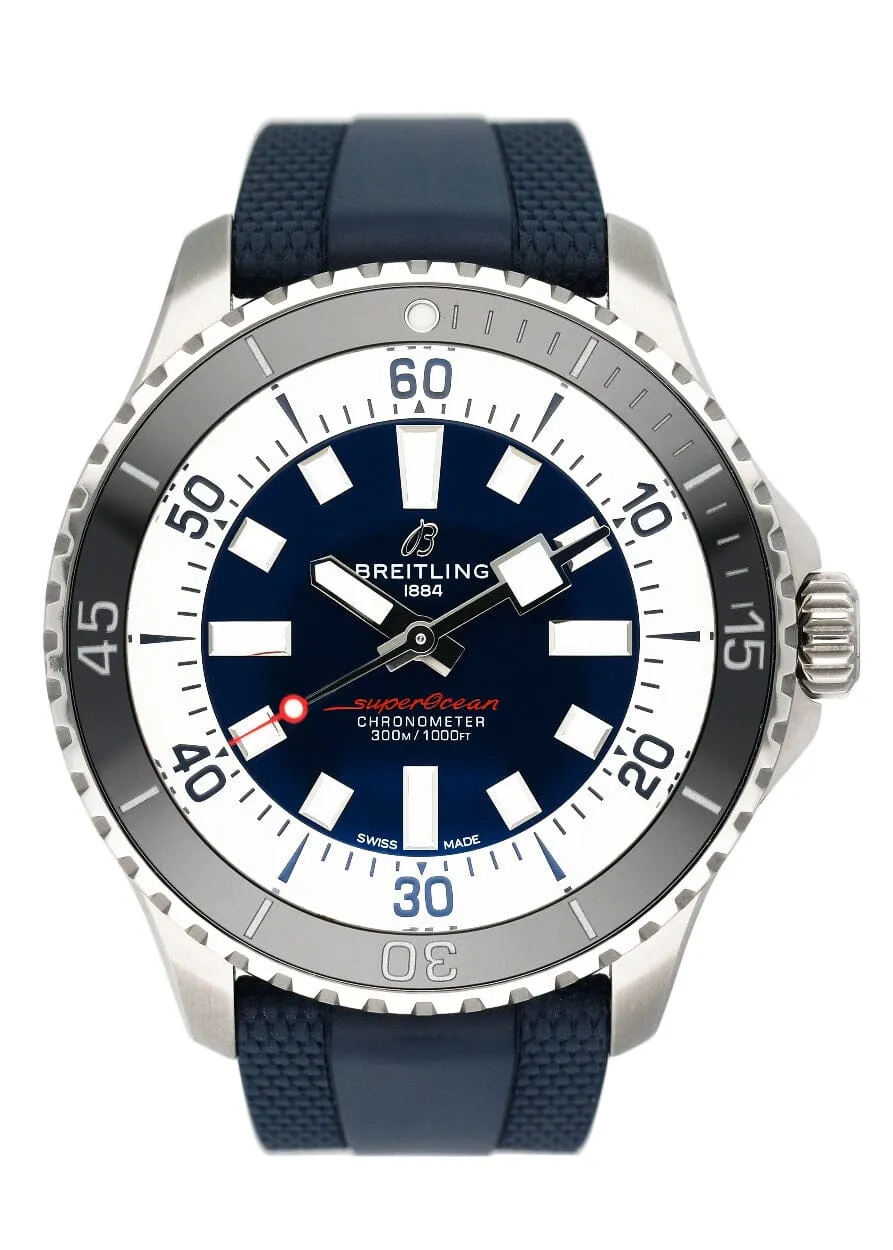 Breitling Superocean A17376 Blue Dial Mens Watch Box Papers