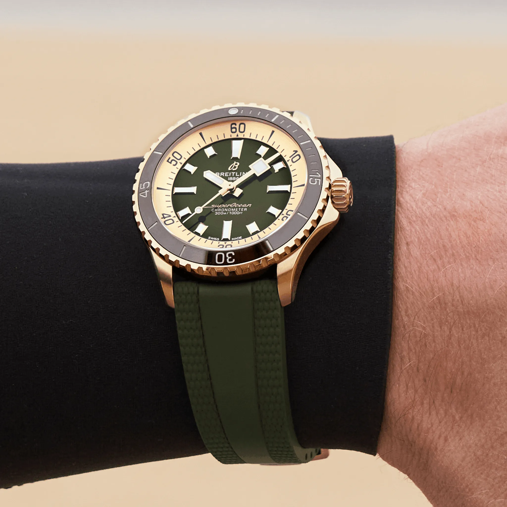 Breitling Superocean Bronze Green on Rubber Watch, 42mm