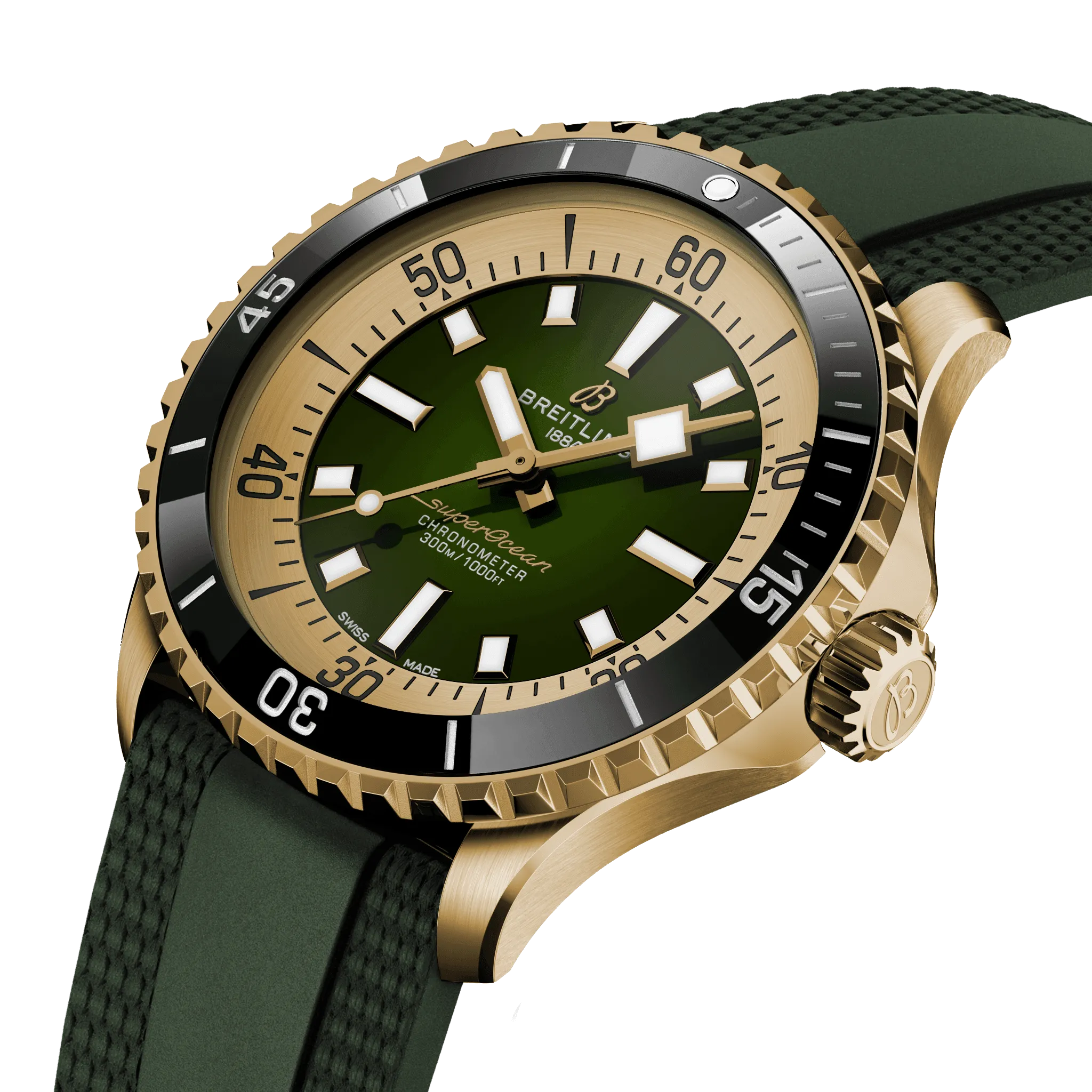 Breitling Superocean Bronze Green on Rubber Watch, 42mm