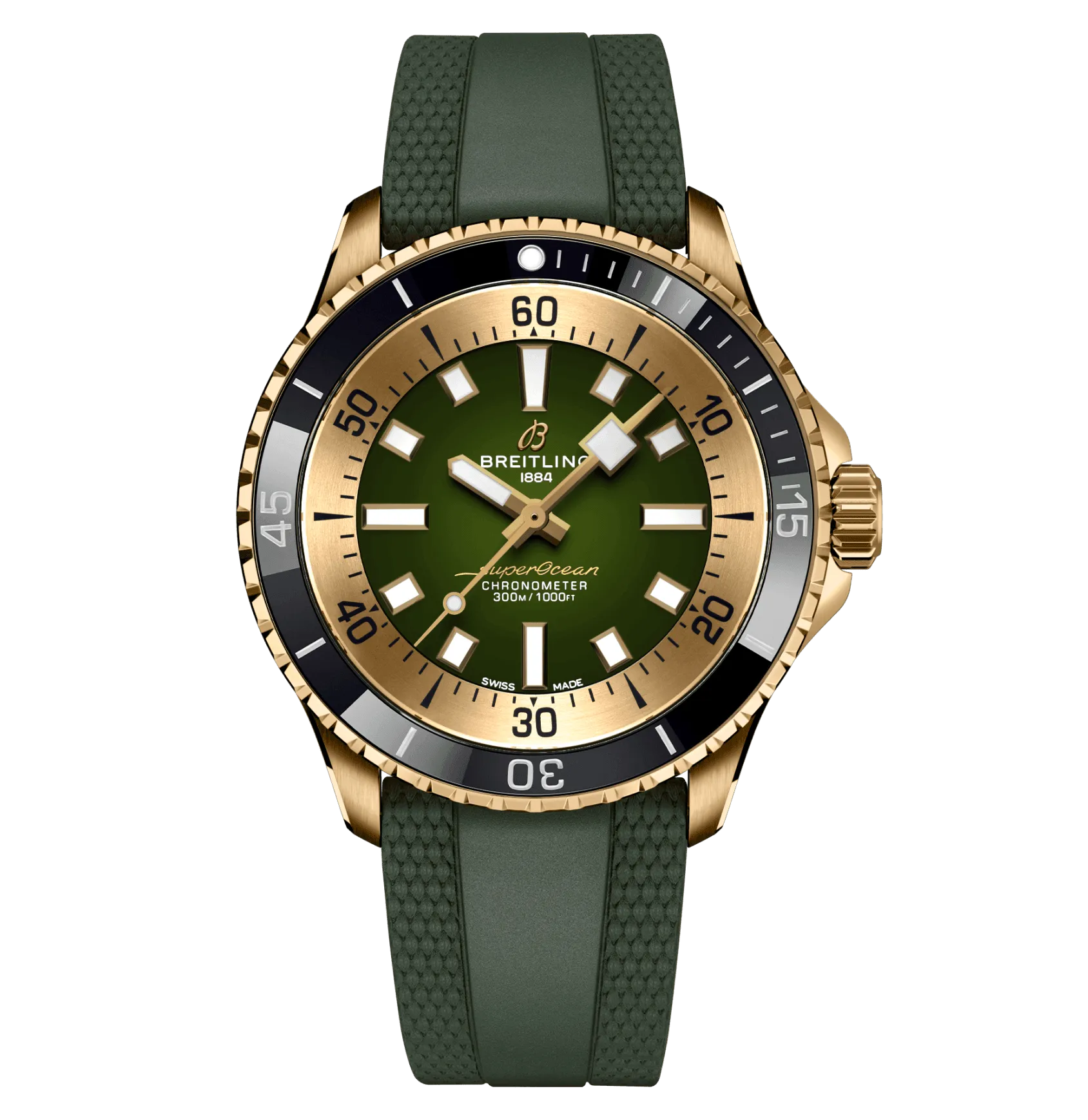 Breitling Superocean Bronze Green on Rubber Watch, 42mm