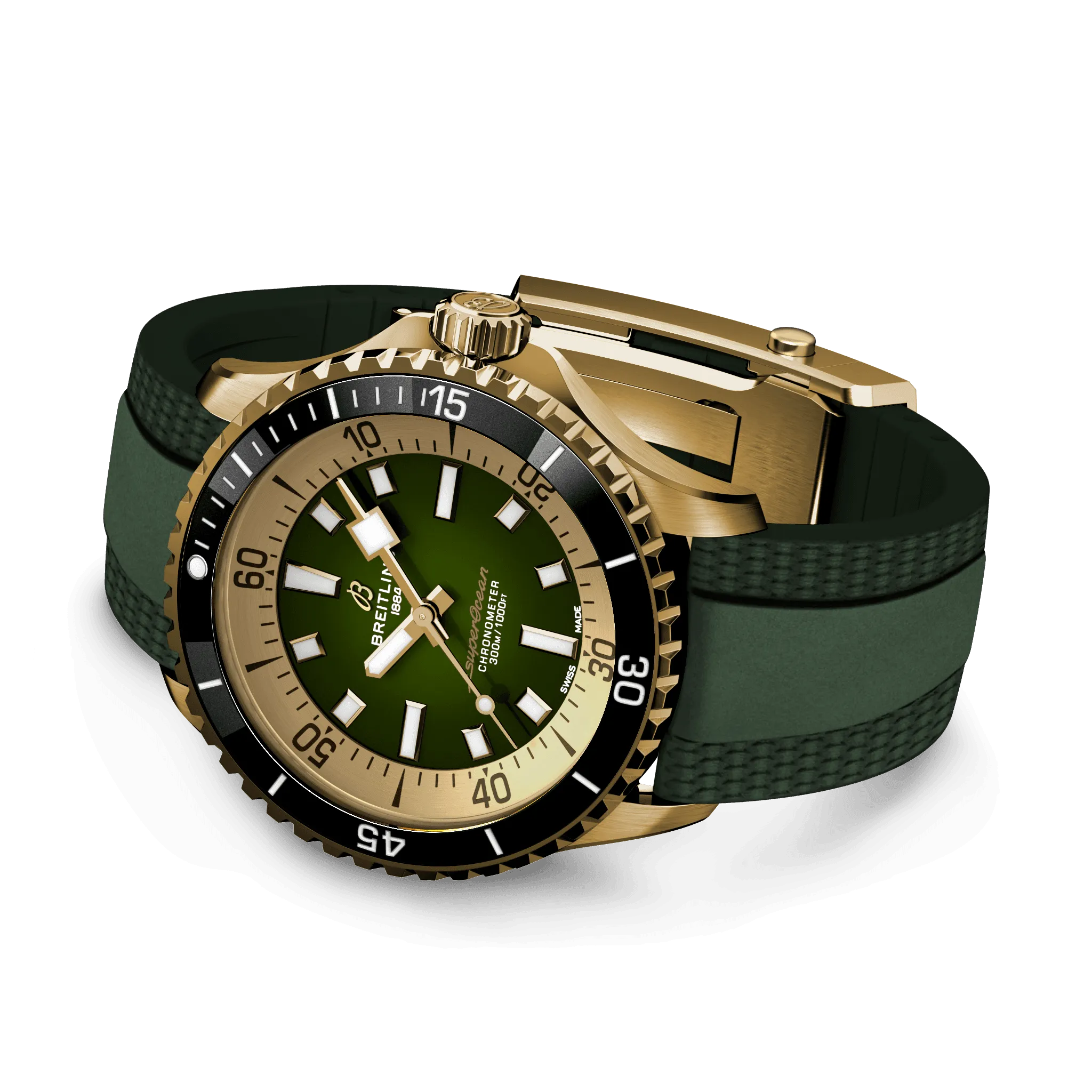 Breitling Superocean Bronze Green on Rubber Watch, 42mm