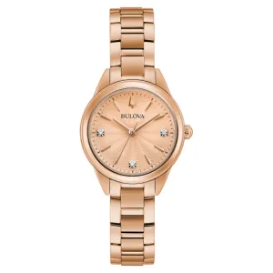 Bulova Sutton Ladies Rose Tone Diamond Dial Watch