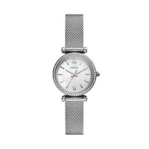 Carlie Mini Three-Hand Stainless Steel Mesh Watch