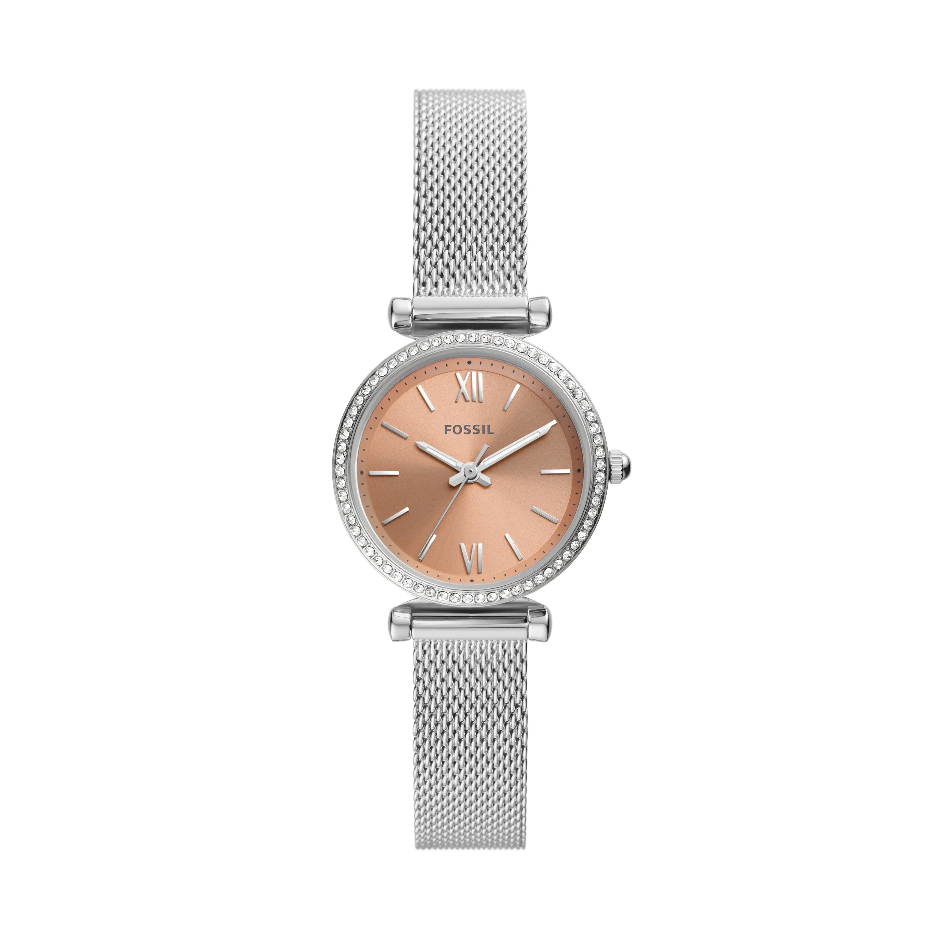 Carlie Mini Three-Hand Stainless Steel Mesh Watch
