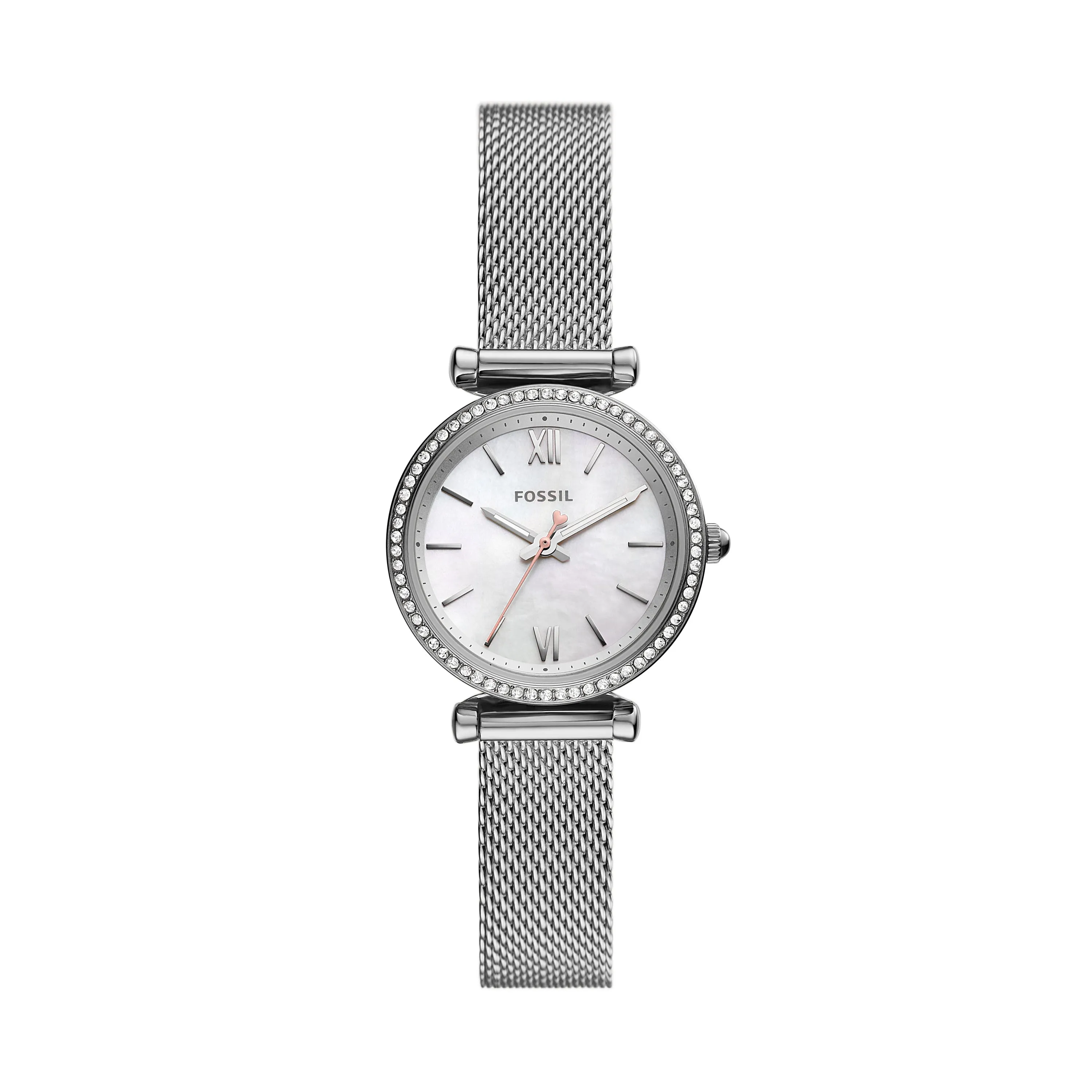 Carlie Mini Three-Hand Stainless Steel Mesh Watch
