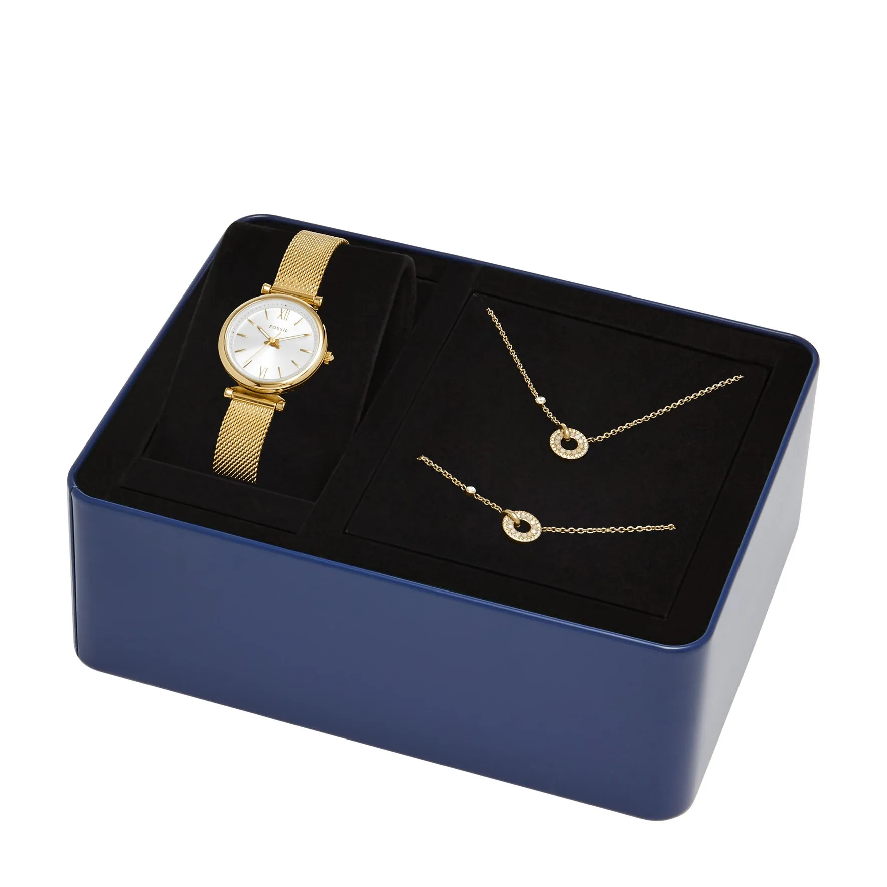 Carlie Three-Hand Gold-Tone Stainless Steel Mesh Watch and Jewellery Set
